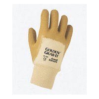 Ansell Edmont 216580 Ansell Size 10 Golden Grab-It II Premium Rubber Coated Gloves With Crinkle Finish And Knit Wrist (72 Pair P